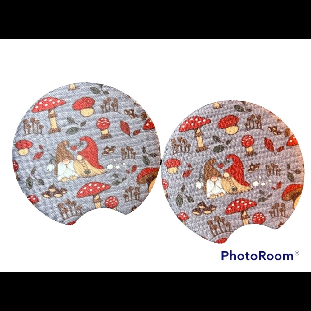 Gnome Couple Set Of 2 Car Cup Coasters New
